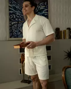 Піжамний костюм Чоловічий (тканина: вафельний трикотаж) Молочний