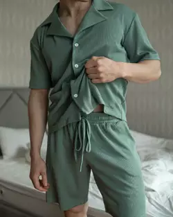 Піжамний костюм Чоловічий (тканина: вафельний трикотаж) Зелений