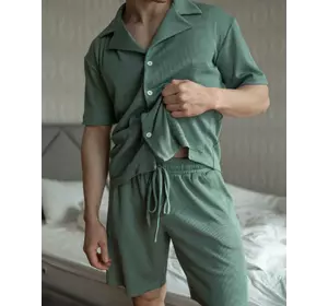 Піжамний костюм Чоловічий (тканина: вафельний трикотаж) Зелений